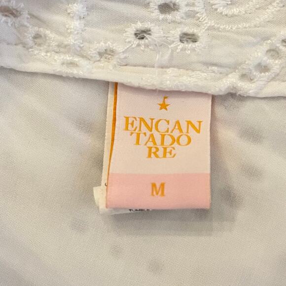 Encantadore Sarong Wrap Skirt Medium Eyelet Embroidered White Coverup Beach Pool - Picture 11 of 16